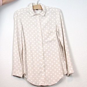 Topshop Cream Polkadot Button Down Blouse